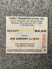 Listing image for Carey Transportation Inc Receipt JFK Airport New York April 1990