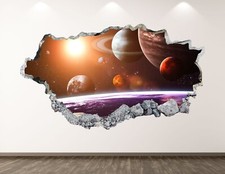 Listing image for Space Wall Decal - Galaxy Planets 3D Smashed Art Sticker Kids Decor Vinyl Mural
