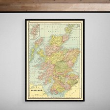 Listing image for Scotland Map 1892 Print 19th Century Scottish Fine Art Heavyweight Poster
