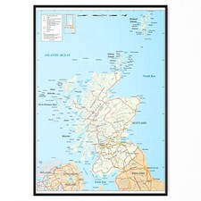 Listing image for Scotland Map Poster Educational School Wall Art A5-A1 Poster Maps Of Scotland