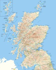 Listing image for Scotland Map Poster Print A5, A4, A3, A2, A1, A0