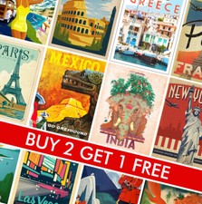 Listing image for VINTAGE TRAVEL POSTERS - Classic Prints - A4 A3 A2 - Home Wall Art Decor