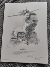 Listing image for Gunther Rall Signed aviation Art portrait print by John Shaw WWII ME 109